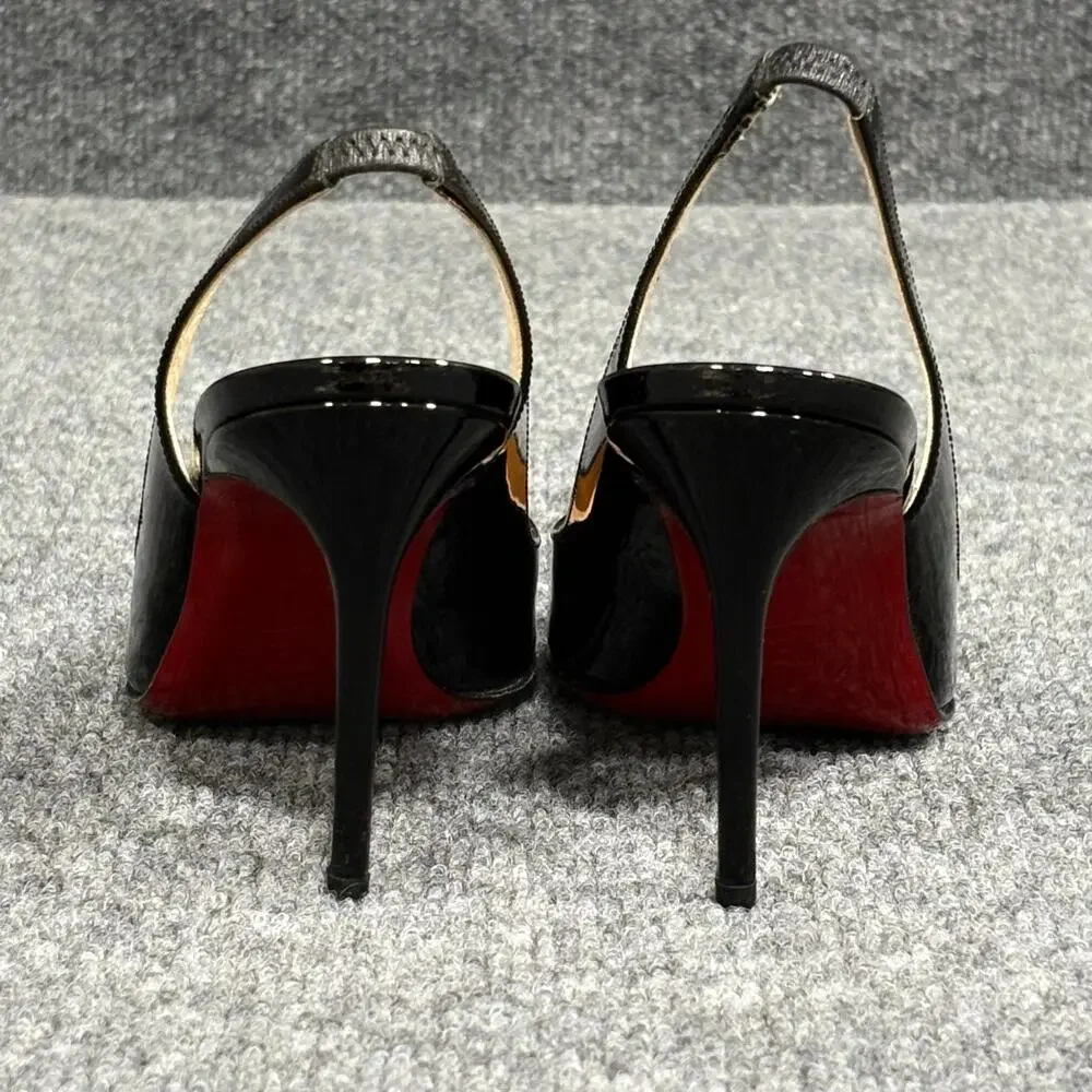 Christian Louboutin Shoes Womens 6 EU 36 Black Fifi Patent Slingback Heels Italy